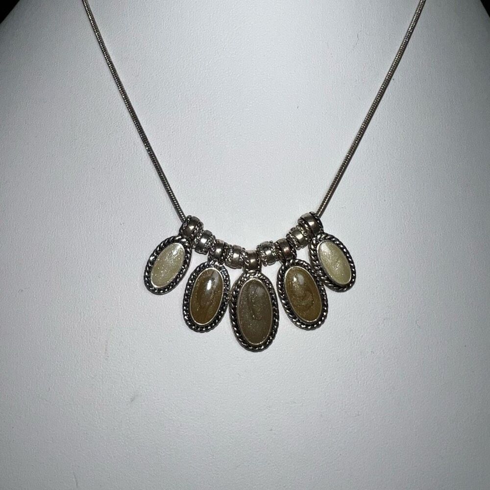 Kenneth Cole Enameled Oblong Disc Necklace